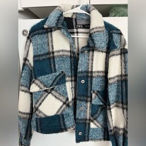 Zara plaid fleece overshirt jacket